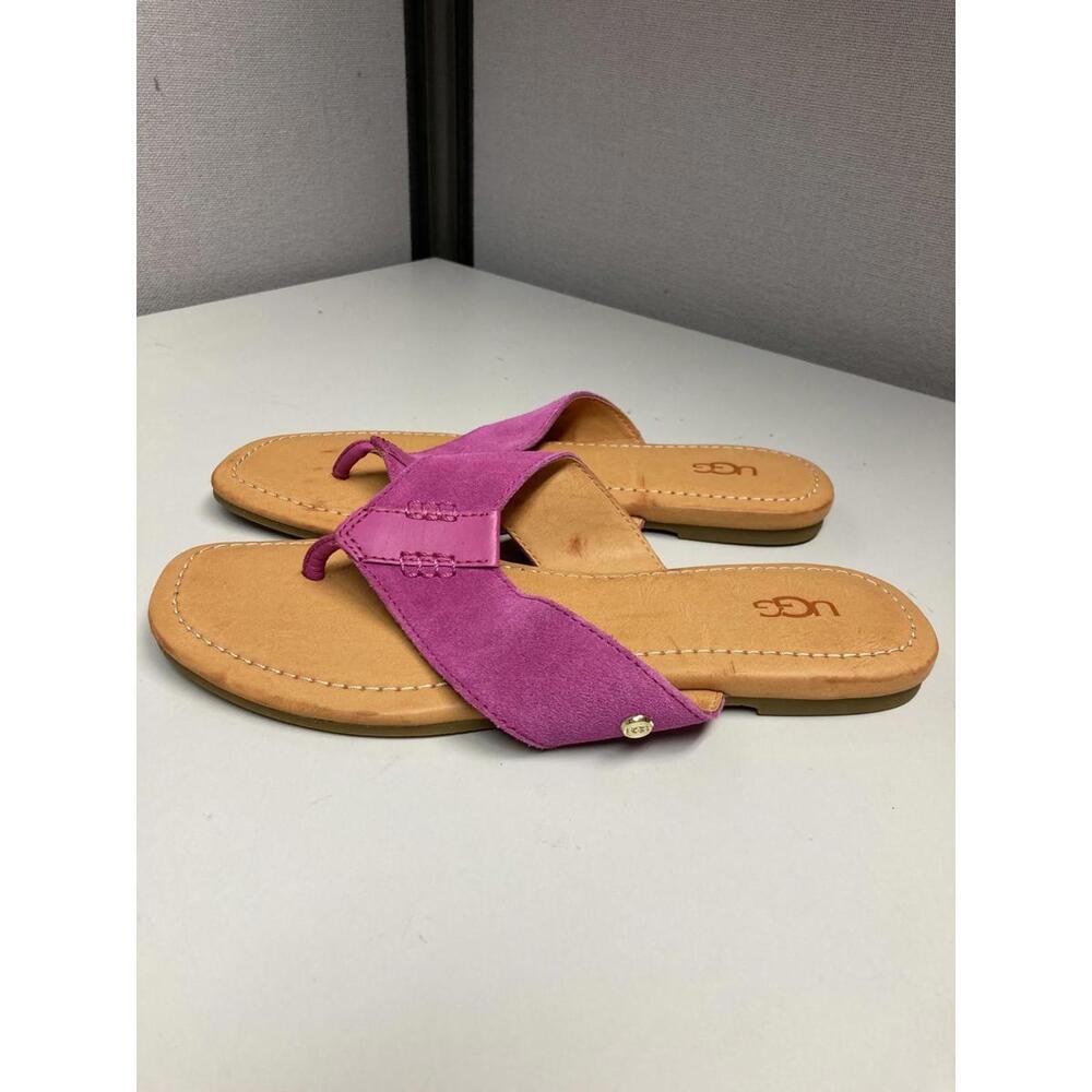 UGG Pink Suede Toe-Post Sandals